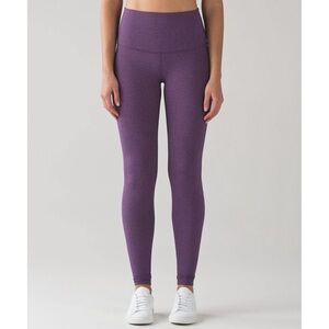 💕 LULULEMON wunder under, giant herringbone black grape heathered purple print